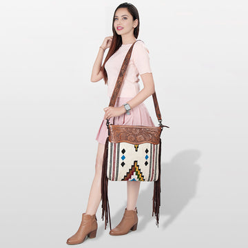 American Darling Signature Crossbody Hand Tooled Saddle Blanket Genuine Leather Women Bag Western Handbag Purse